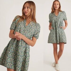 Marine Layer Jamie Floral Cotton Breathable Pocket Babydoll Mini Dress size XS